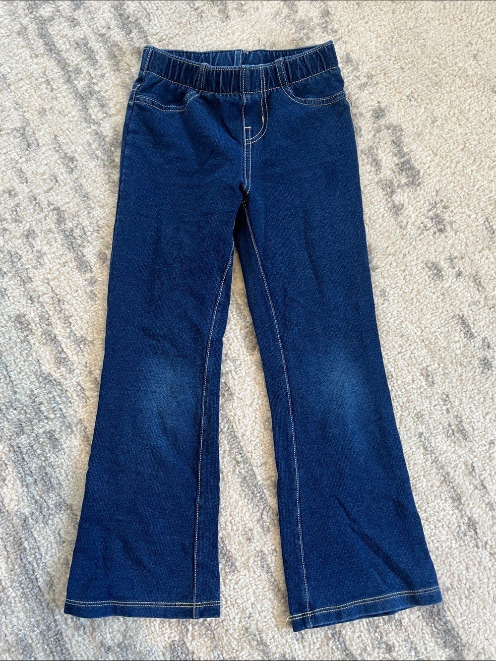 Cat & Jack Dark Blue Flare Jeans with Elastic Waist - Picture 1 of 3